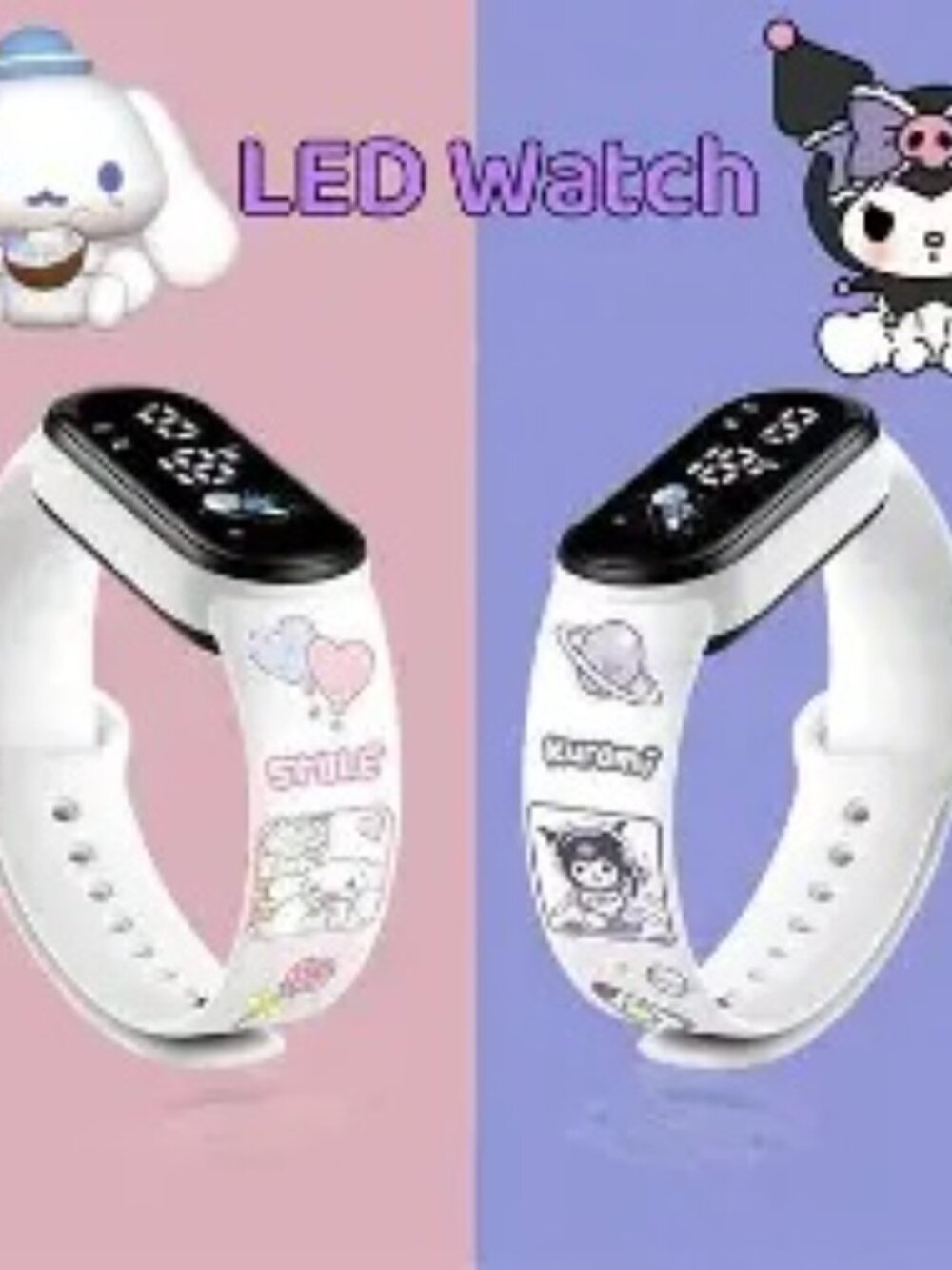 Purple Watchband Miniso Kuromi Girls Watches for Kids Sports
